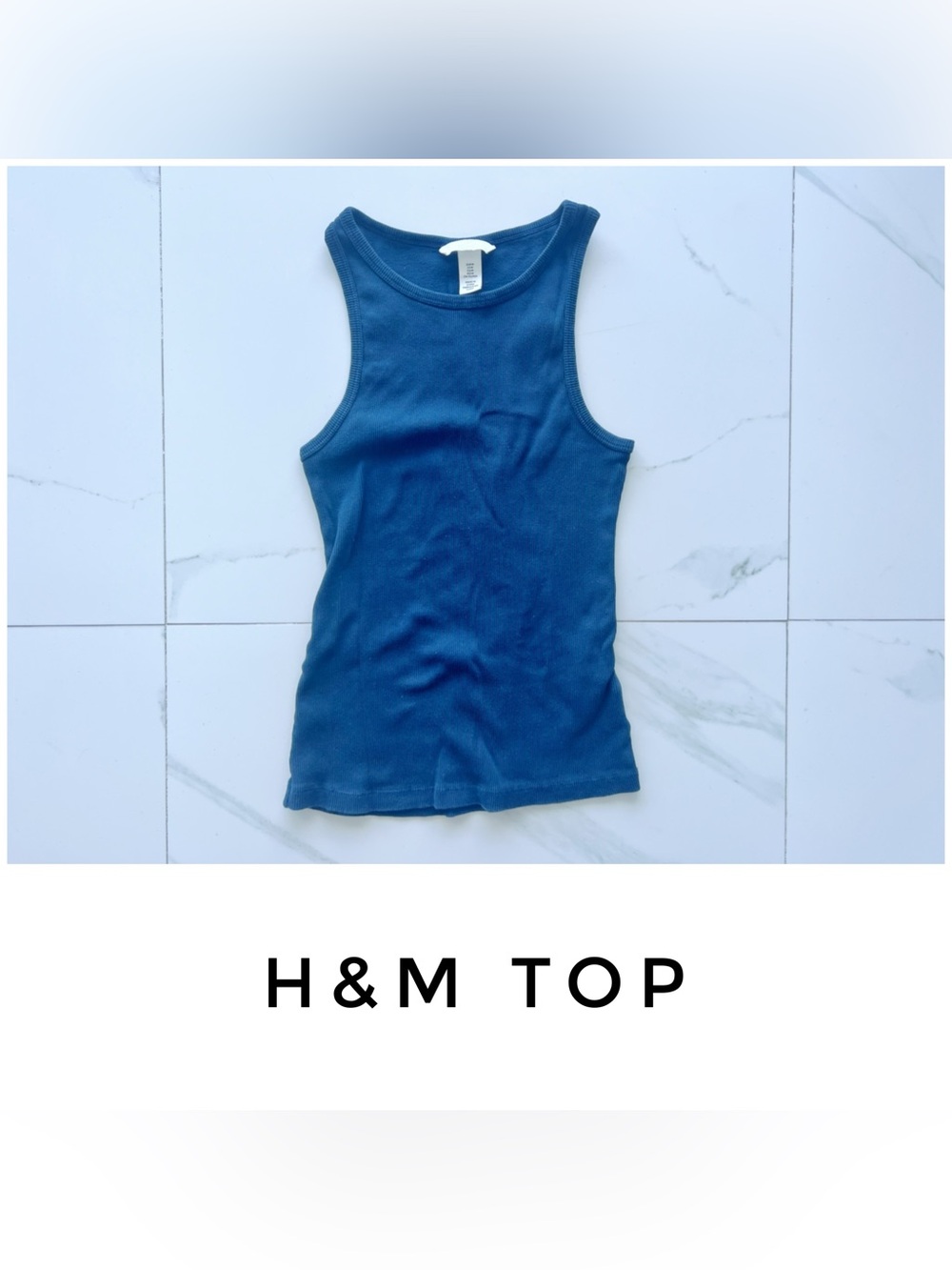 H&M top size Medium blue cotton silk tank